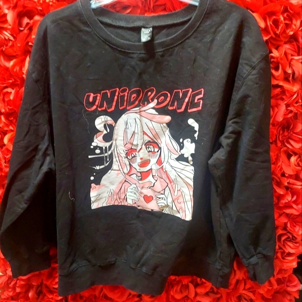 Shein 2XL Unidrone Black Sweatshirt with Decal